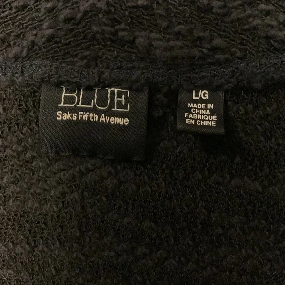 SAKS FIFTH AVENUE DARLING DARK NAVY BLUE TEXTURED LONG SLEEVE SWEATER TOP - Picture 9 of 9